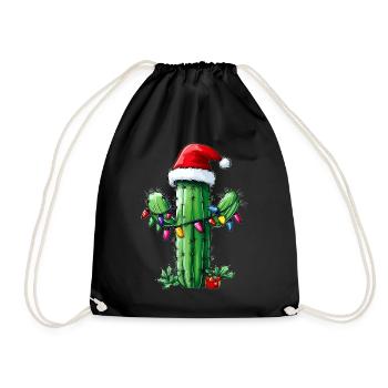 Chapeau de Noël Cactus Noël - Sac de sport léger - noir - Devant