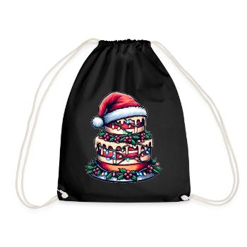 Cake Decoration Cake Decorator Santa Hat - Drawstring Bag - black - Front