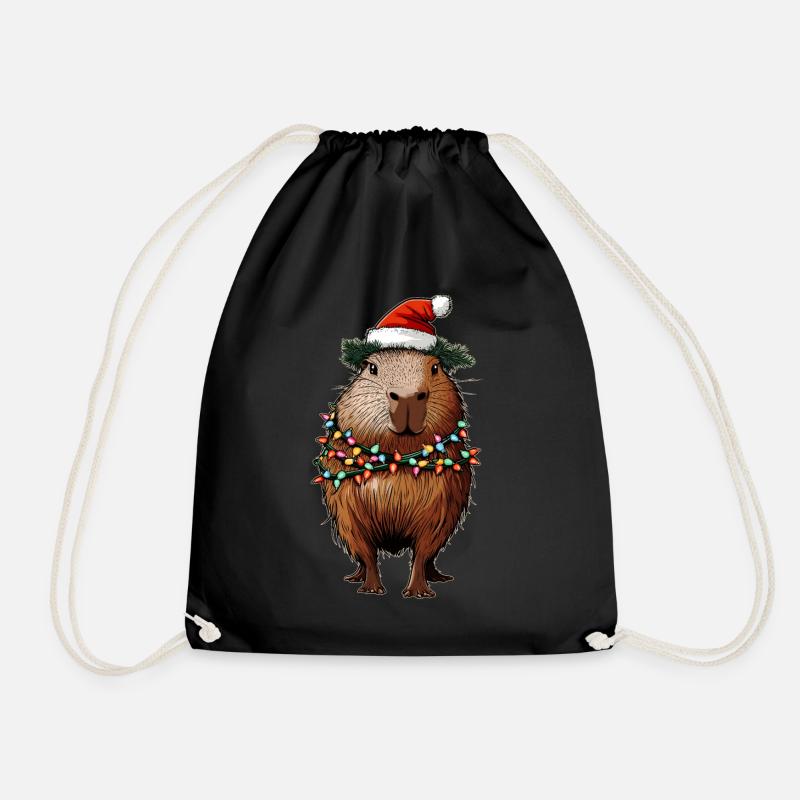 Capybara Capibara Weihnachtsmütze Xmas - Turnbeutel - Schwarz