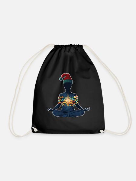 Chakra Healing Healer Reiki Master Santa Hat - Drawstring Bag - black
