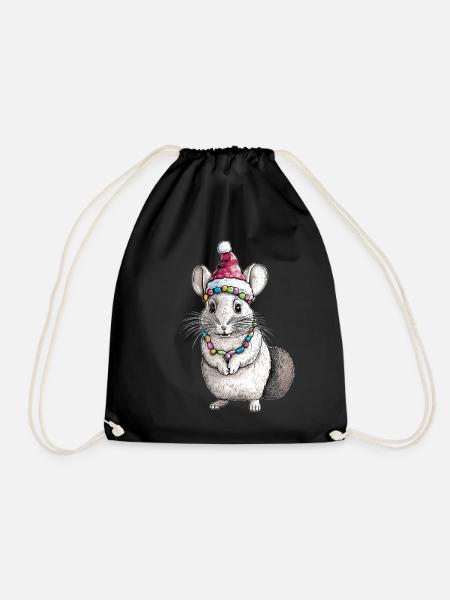 Chinchilla Weihnachtsmütze Xmas - Turnbeutel - Schwarz
