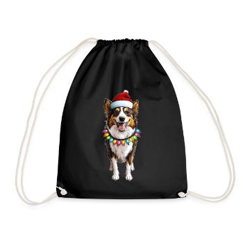 Collie Chien Père Noël Noël - Sac de sport léger - noir - Devant