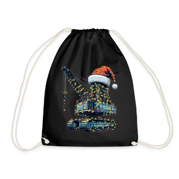 Crane Operator HEO Heavy Equipment Santa Hat - Drawstring Bag - black - Front