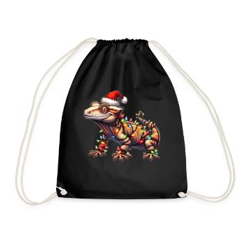 Chapeau de Noël Gecko Lizard à crête Noël - Sac de sport léger - noir - Devant