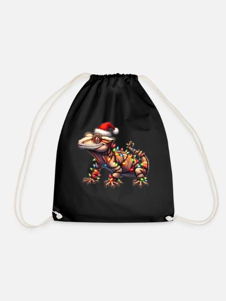 Schopfgecko Eidechse Weihnachtsmütze Xmas - Turnbeutel - Schwarz