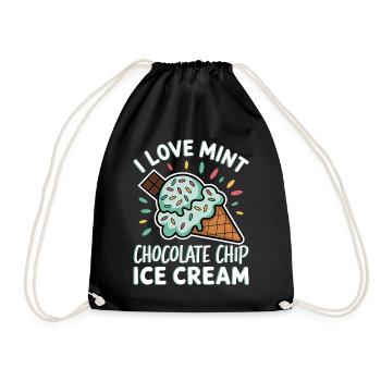 Schoko Minz Eis Spruch Lustiges Minz Eis Geschenk - Turnbeutel - Schwarz - Vorne