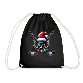 bâton de hockey rondelle joueur de hockey chapeau de père noël - Sac de sport léger - noir - Devant
