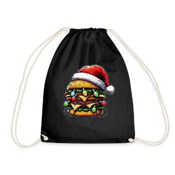 Cheeseburger Hamburger Chapeau de Père Noël - Sac de sport léger - noir - Devant