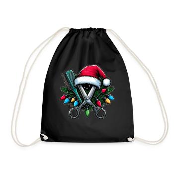 Friseur Friseurin Weihnachtsmütze Xmas - Turnbeutel - Schwarz - Vorne