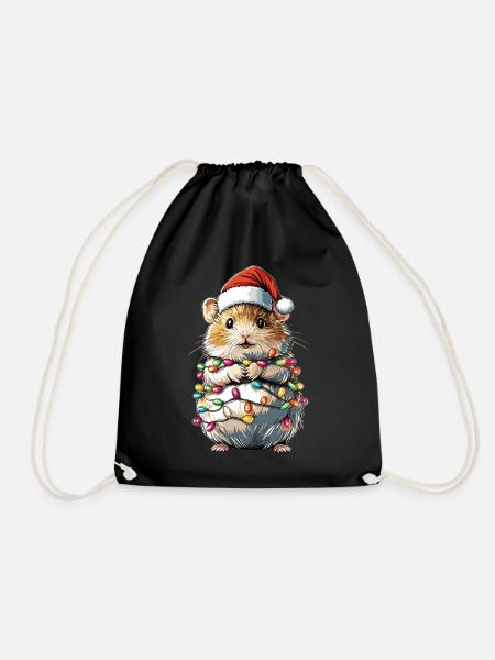 Niedlicher Hamster Hammy Weihnachtsmütze Xmas - Turnbeutel - Schwarz