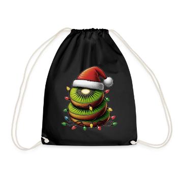 Kiwi Fruit Weihnachtsmütze Xmas - Turnbeutel - Schwarz - Vorne
