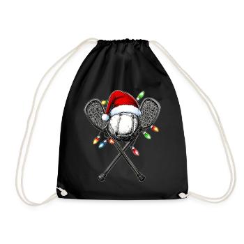 Lacrosse Lax Player Team Santa Hat Xmas - Drawstring Bag - black - Front