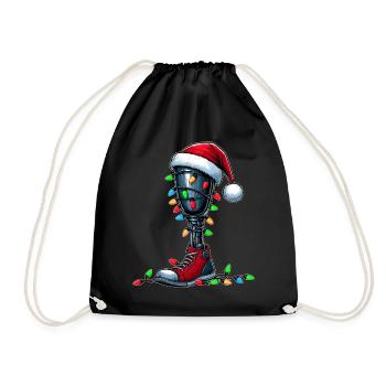 Leg Prostheses Amputated Amputation Christmas Hat - Drawstring Bag - black - Front