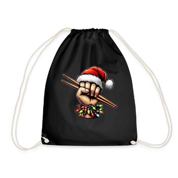 Schlagzeuger Trommel Weihnachtshut Xmas - Turnbeutel - Schwarz - Vorne
