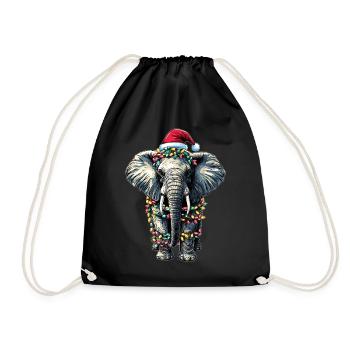 Chapeau de Noël éléphant Noël - Sac de sport léger - noir - Devant