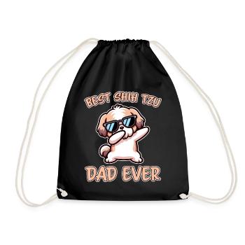 Shih Tzu Saying Dad Funny Shih Tzu Gift - Drawstring Bag - black - Front