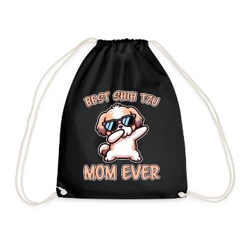Shih Tzu Saying Mom Funny Shih Tzu Gift - Drawstring Bag - black - Front