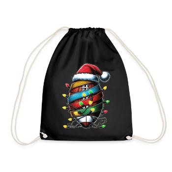 Flag Football Coach Team Santa Hat Xmas - Drawstring Bag - black - Front