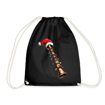 Flute Instrument Christmas Hat Xmas - Drawstring Bag - black - Front