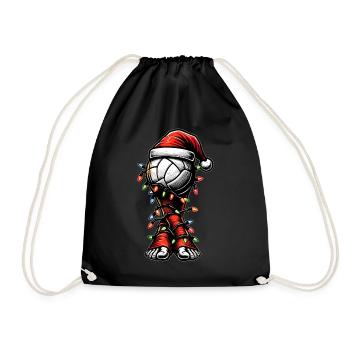 Footvolley Sport Santa Hat Xmas - Drawstring Bag - black - Front