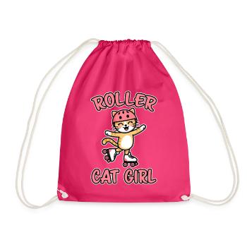Roller Cat Girl Skating Girl Roller Skates Gift - Sac de sport léger - fuchsia - Devant