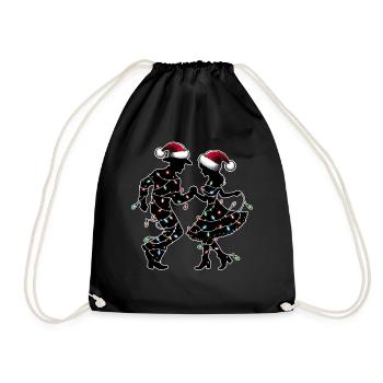 Line Dance Line Dancing Line Dancer Christmas Hat - Drawstring Bag - black - Front