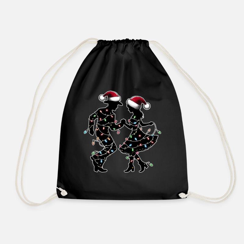 Line Dance Line Dancing Line Dancer Christmas Hat - Drawstring Bag - black