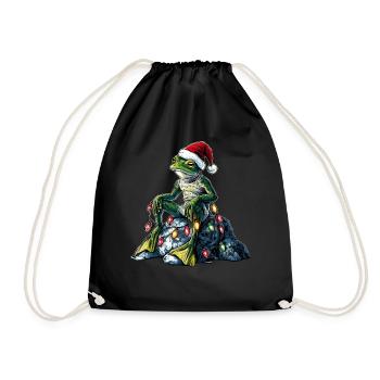 Frosch auf Felsen sitzend Cottagecore Goblincore - Turnbeutel - Schwarz - Vorne
