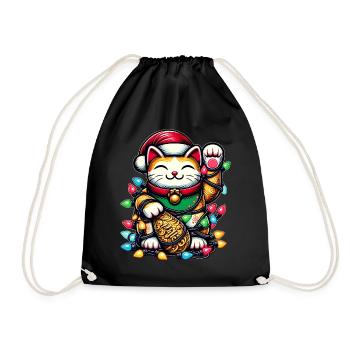 Maneki Neko Chat Japonais Porte-Bonheur Weihnac - Sac de sport léger - noir - Devant