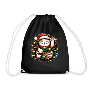 Maneki Neko Chat Japonais Porte-Bonheur Weihnac - Sac de sport léger - noir - Devant