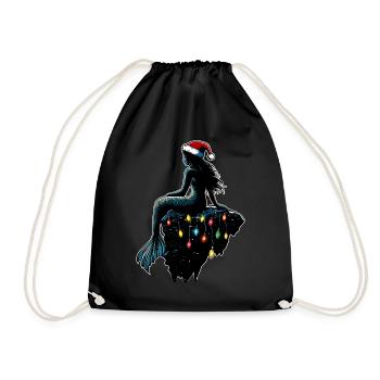 Chapeau de Noël Sirène Noël - Sac de sport léger - noir - Devant