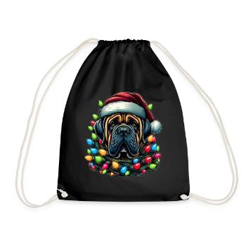 Mastiff Hund Weihnachten Hut Xmas - Turnbeutel - Schwarz - Vorne