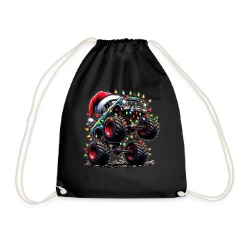 Monster Truck Santa Hat Xmas - Drawstring Bag - black - Front