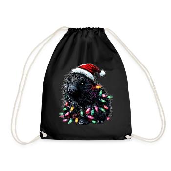 Stachelschwein Demokraten Weihnachtsmütze Xmas - Turnbeutel - Schwarz - Vorne
