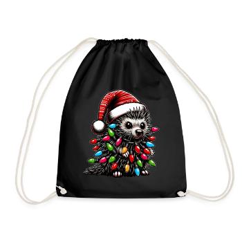 Porcupine Democrat Santa Hat Xmas - Drawstring Bag - black - Front