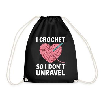 crochet disant laine drôle crochet cadeau - Sac de sport léger - noir - Devant