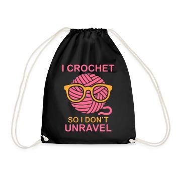 crochet disant laine drôle crochet cadeau - Sac de sport léger - noir - Devant