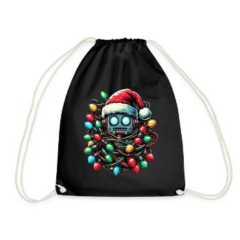 Robot Robotics Santa Hat Xmas - Drawstring Bag - black - Front