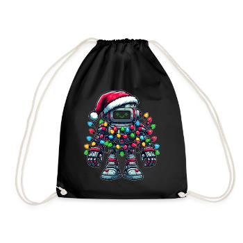 Roboter Robotertechnik Weihnachtsmütze Xmas - Turnbeutel - Schwarz - Vorne