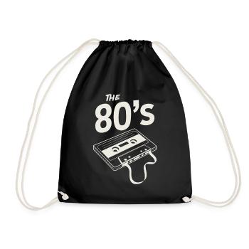 80s cassette / decade retro - Drawstring Bag - black - Front