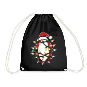 Rugby Ballspieler Team Weihnachtsmütze Xmas - Turnbeutel - Schwarz - Vorne