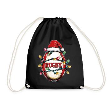 Rugby Ballspieler Team Weihnachtsmütze Xmas - Turnbeutel - Schwarz - Vorne