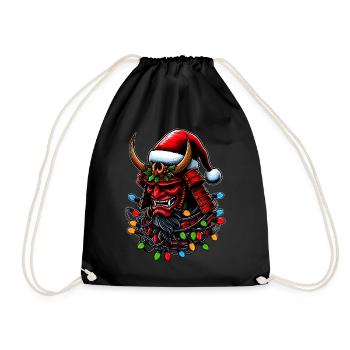 Samurai Krieger Japanische Weihnachtsmütze Xmas - Turnbeutel - Schwarz - Vorne