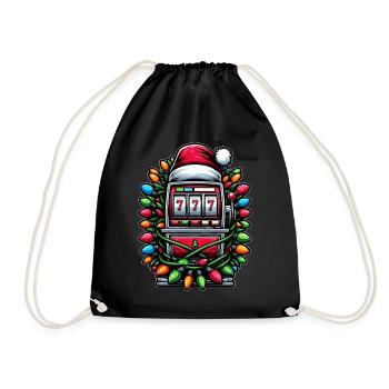 Spielautomat 777 Glücksspiel Gambler Weihnachtsmüt - Turnbeutel - Schwarz - Vorne