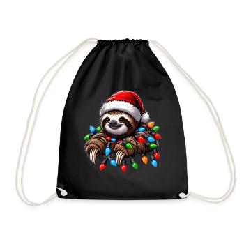 paresseux Père Noël chapeau - Sac de sport léger - noir - Devant