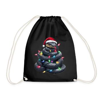 Black Snake Christmas Hat Xmas - Drawstring Bag - black - Front