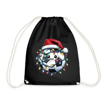 Niedliche Kawaii Fußball Weihnachtsmütze Xmas - Turnbeutel - Schwarz - Vorne