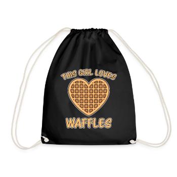 Waffles Saying Dessert Funny Waffles Gift - Drawstring Bag - black - Front