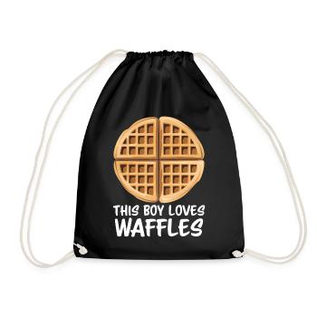Waffles Saying Dessert Funny Waffles Gift - Drawstring Bag - black - Front