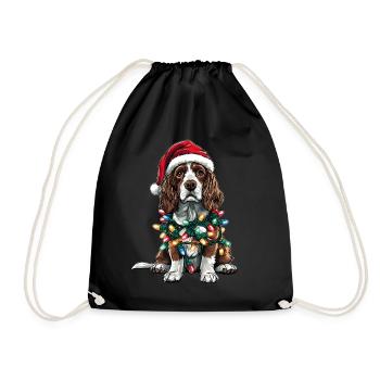 Springer Spaniel Chien Père Noël Noël - Sac de sport léger - noir - Devant